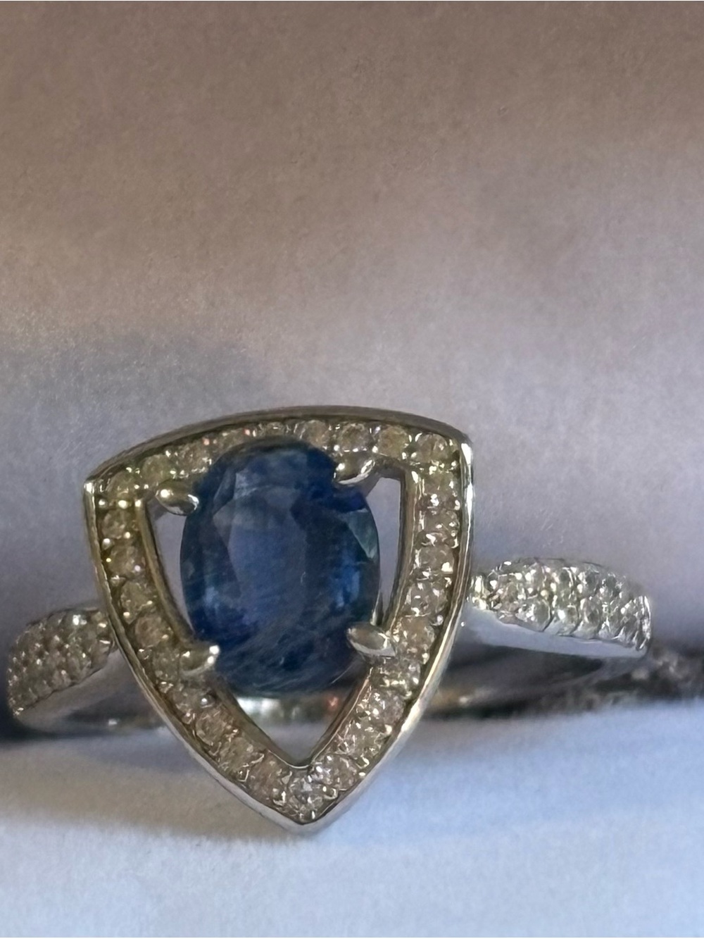 Sterling Silver Kyanite with White Sapphires ring 6.75